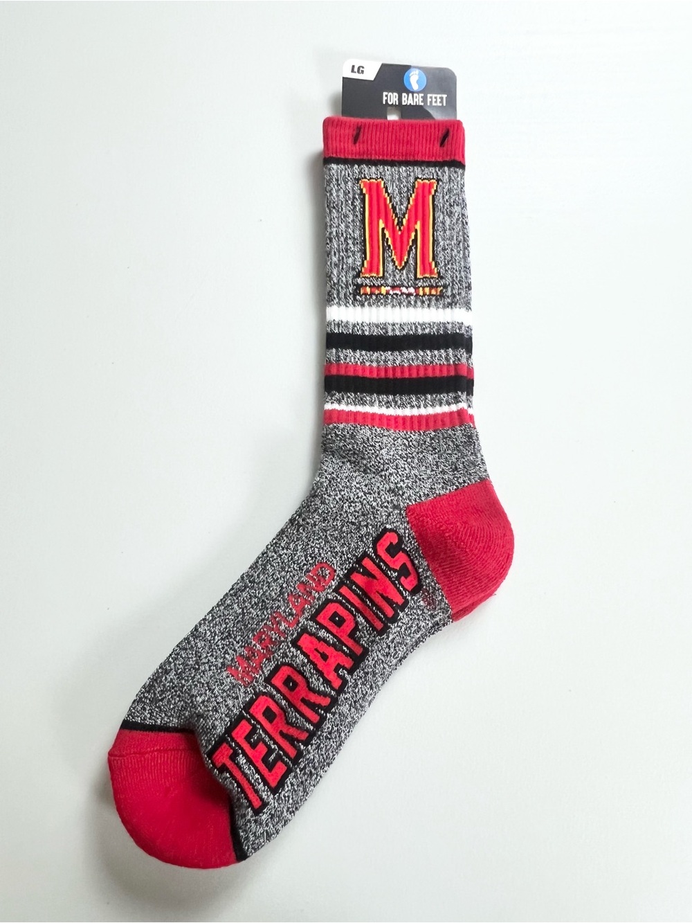 NWT For Bare Feet Maryland Terrapins Socks Large 10-13